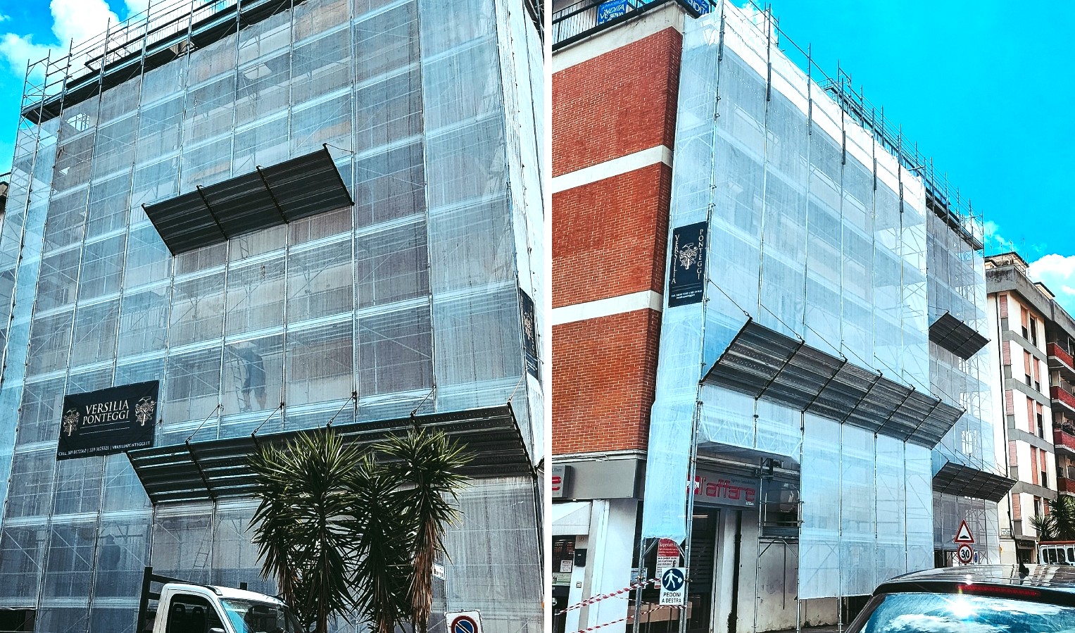 Ponteggio a Pisa in via XXIV Maggio e via della Pura